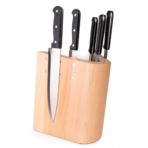 Bloque para cuchillos magnético de madera de haya "curve" para máx. 10 cuchillos
