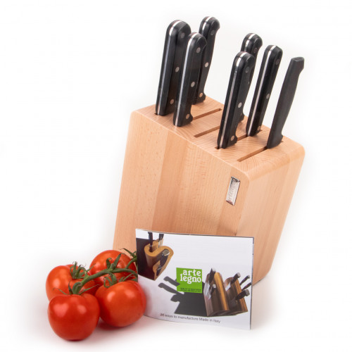 Bloque para cuchillos magnético de madera de haya para máx. 11 cuchillos de cocina
