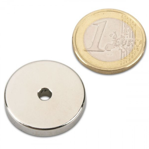 Aro magnético Ø 25,0 x 4,0 x 5,0 mm N45 níquel - sujeta 9,5 kg