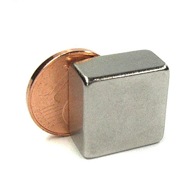 Bloque magnéticot 15,0 x 15,0 x 8,0 mm N40 níquel - sujeta 8.6 kg