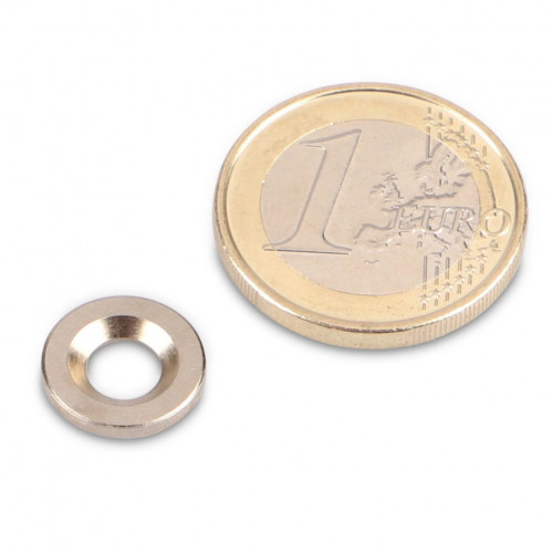 Disco metálico Ø 12 mm con agujero y avellanad níquel