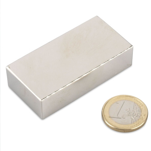 Bloque magnético 60,0 x 30,0 x 15,0 mm N40 níquel - sujeta 56 kg