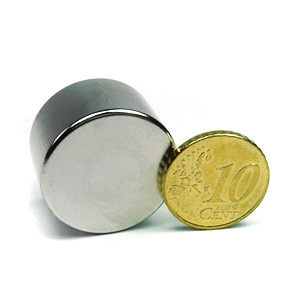 Disco magnético Ø 25,0 x 15,0 mm N50 níquel - sujeta 27 kg