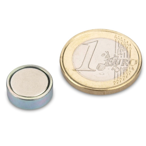 Pinza plana magnética de neodimio Ø 16,0 x 4,5 mm, zinc - sujeta 9,5 kg