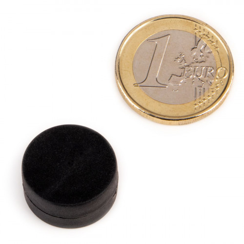 Disco magnético Ø 19,0 x 9,5 mm engomado, negro - sujeta 2,6 kg