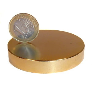 Disco magnético Ø 60,0 x 10,0 mm N40 oro - sujeta 50 kg