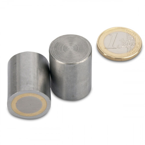 AlNiCo-Base magnética Ø 20 x 25 mm, acero, ajuste h6 - sujeta 4,1 kg
