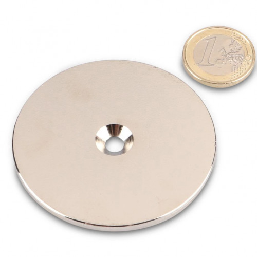 Disco metálico Ø 62 mm con agujero y avellanad - níquel