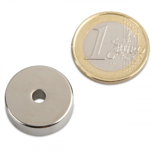 Aro magnético Ø 20,0 x 4,0 x 7,0 mm N35 níquel - sujeta 7,8 kg