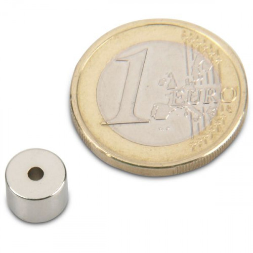 Aro magnético Ø 6,0 x 2,0 x 2,0 mm N45 níquel - sujeta 2,4 kg