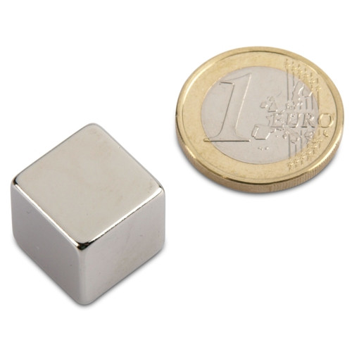 Cubo magnético 15,0 x 15,0 x 15,0 mm N44 níquel - sujeta 17 kg