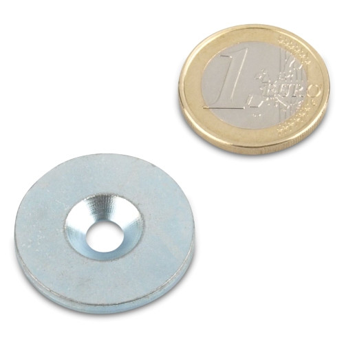 Disco metálico Ø 27 mm con agujero y avellanad níquel