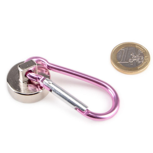 Cuenco neodimio Ø 25 mm mosquetón rosa - sujeta 25 kg