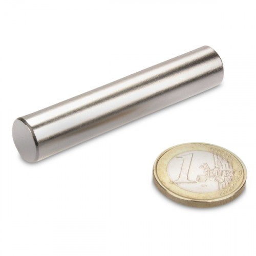 Barra magnética Ø 12,0 x 60,0 mm N38 níquel - sujeta 8,7 kg