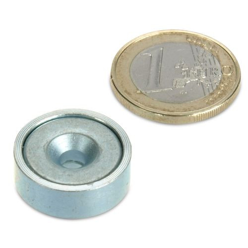 Pinza plana magnética de neodimio Ø 20,0 x 7,0 mm con avellanad - sujeta 8 kg