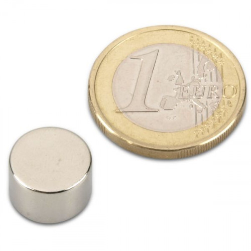 Disco magnético Ø 12,0 x 8,0 mm N45 níquel - sujeta 5,5 kg