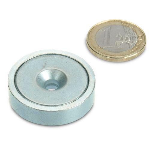 Pinza plana magnética de neodimio Ø 32,0 x 8,0 mm con avellanad - sujeta 30 kg