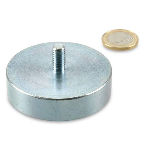 Pinza plana magnética de neodimio Ø 60,0 x 15,0 mm,rosca M8x15 - sujeta 113 kg