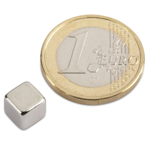 Cubo magnético 7,0 x 7,0 x 7,0 mm N42 níquel - sujeta 3 kg